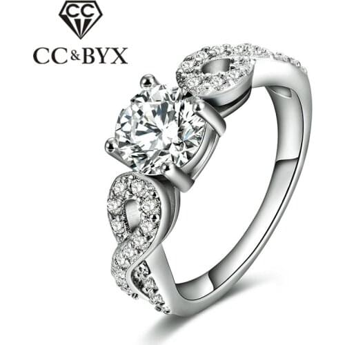 Hot Sale White Gold Color Wedding Party Rings for Women Brilliant Shine Stone Engagement Fashion Jewelry Bijoux Anel Best Gifts