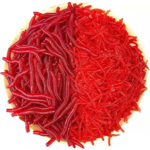 AS 100pcs Lifelike Earthworm Fishy Smell Red Worms Soft Bait Simulation Carp Bass Fishing Lures Artificial Silicone Pesca