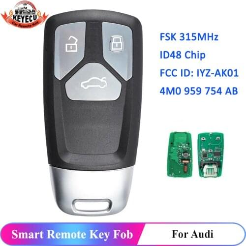 KEYECU 3B Black Replacement Remote Key Fob 315MHz for Audi TT A4 A5 Q5 Q7 - 4M0959754AB