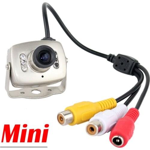 Mini Metal Color Security Camera 6 LED Infrared Night Vision small Analog Camera 3.6mm Lens Video Audio Surveillance Monitor Cam