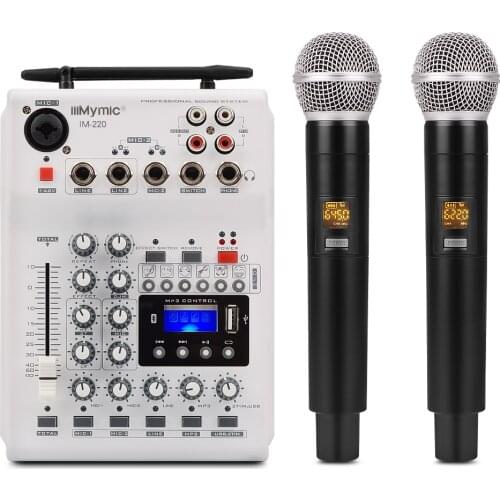 IM-220 Audio DJ Mixer KTV Microphone Mono USB AUX Input 2 Channel Handheld UHF Wireless Microphone 48V Phantom For KTV