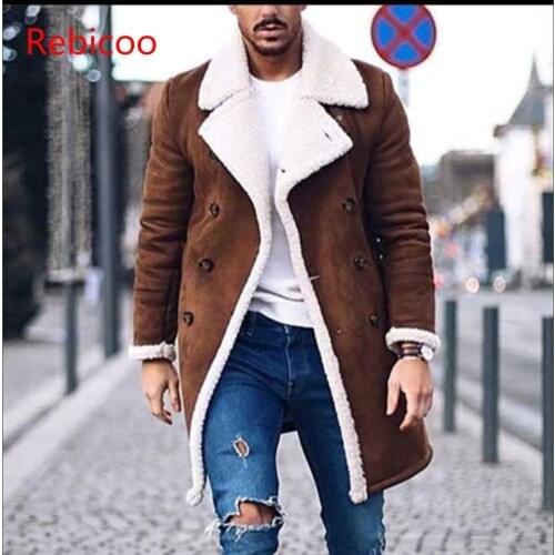 Mens Wool Warm Winter Trench Long Outwear Button Smart Overcoat Coats Waterproof Windproof Winter Jacket