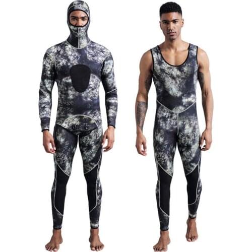 3mm Mens Wetsuits 2-Piece Camo Split Full Body Scuba Diving Suit Neoprene Thermal Warm Wetsuits For Swimming Diving Accessories
