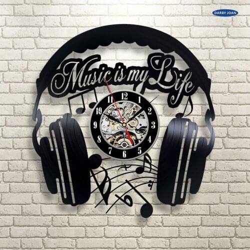 Music Vinyl Wall Clock Art Gift Room Modern Home Record Vintage Decoration duvar saati