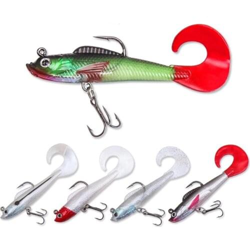 Soft Fishing Lure 4PC Material Silicone 8.9cm 9.3g Luminous Wobblers Treble Hooks Swimbait For Pencil Fishing Tackle 2021
