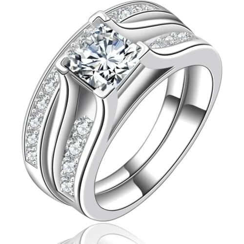 White gold color rings set micro paved clear CZ luxury rings for women wedding engagement jewelry Distribution