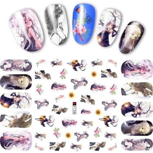 Nail Sticker Decals 3D Nails Slider Art Anime Princess Girl Design Decoration Manicure Adhesive Tips Foil Wraps Pegatinas Polish