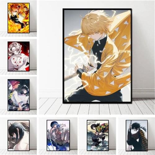 Wall Art Nordic Canvas Painting Modern Demon Slayer Kimetsu No Yaiba Anime Manga Printed Poster Home Decor Gift Pictures Cuadros