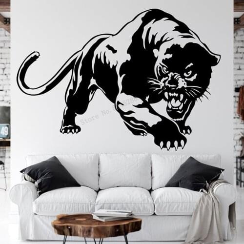 Black Panther Wall Stickers African Wild Panther Animal Creative Home Decoration Bedroom Living Room Wallpaper Art Mural LL1230