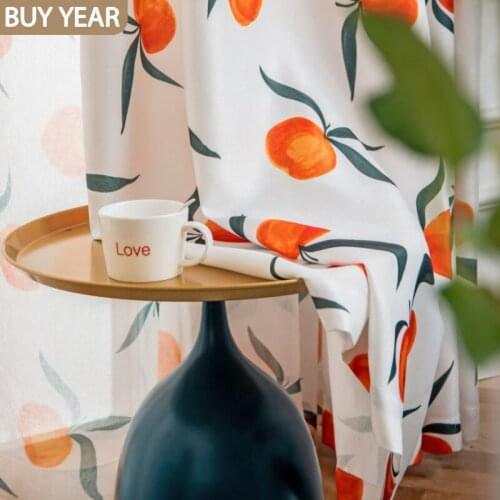 Nordic Curtains for Living Dining Room Bedroom Ins Wind Morandi Hand-painted Fruit Curtains