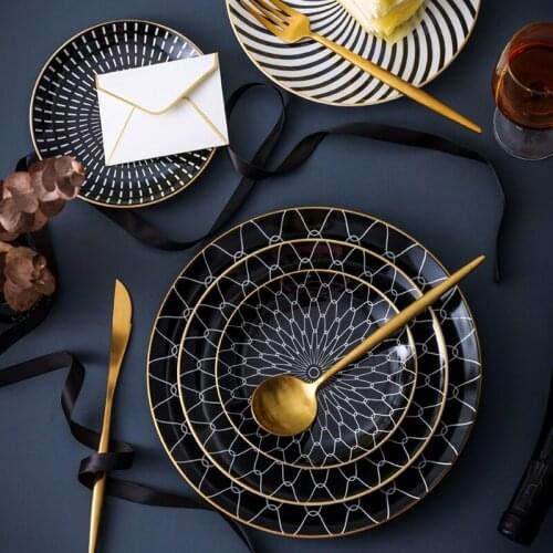 Nordic High Quality Phnom Penh Geometry Tableware Ceramic Dish Dessert Fruit Cake Salad Plate Western Plates Set Dinnerware