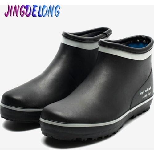 New Mens Water Boots Black Rubber Mens Rain Boots Outdoor Non-slip Mens Fishing Shoes Garden Work Shoes Men Zapatos De Hombre