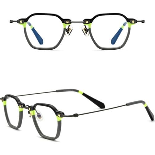 Belight Optical Women Men Acetate with Metal Fancy Irregular Shape Star Rivet Design Spectacle Frame Precription Lens HP519