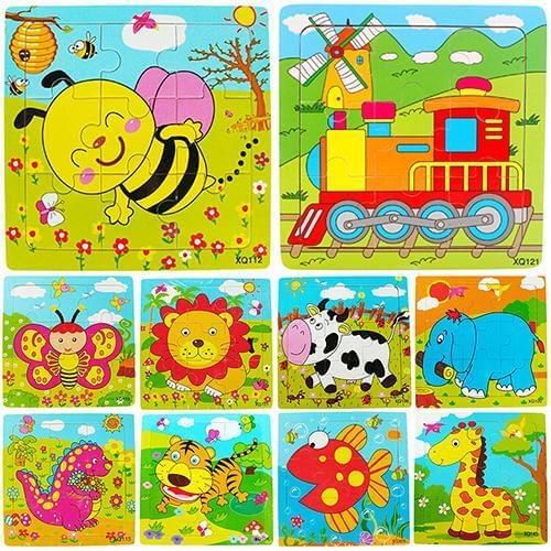 Multicolor Animals Wooden 9 Pieces Colorful Jigsaw Puzzle Toy Toddler for Kids