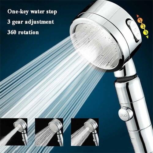 3Modes Adjustable Pressurized Shower Head High Pressure Water Saving Perforated Free Bracket Hose Sprinkler Bathroom Accessories