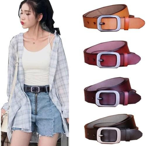 2021 New Female Belt Classic Vintage Genuine Leather Belt for Women Leather Belt Cowhide Pin Buckles High Quality
