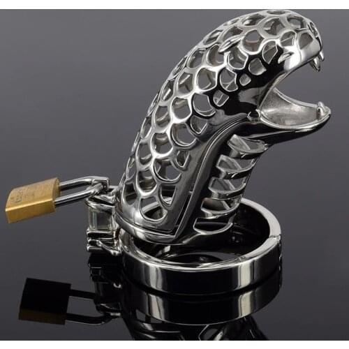 Sex Shop New Male Chastity Cock Cages Sex Toys For Men Penis Belt Lock Simulation Snake Head Cage Gay Device Chastity Lock 18