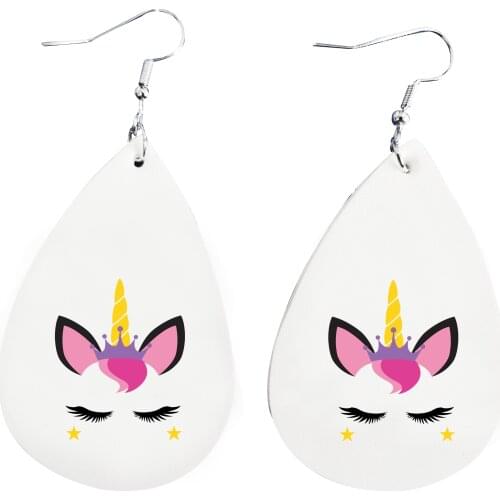 Popular Pattern Print Earrings Unicorns Gnomes Usa Flag Patriotic 2021 Faux Leather Earrings Stock