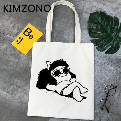 Mafalda shopping bag bolso shopping cotton grocery bolsa bag fabric reusable tote string sac toile