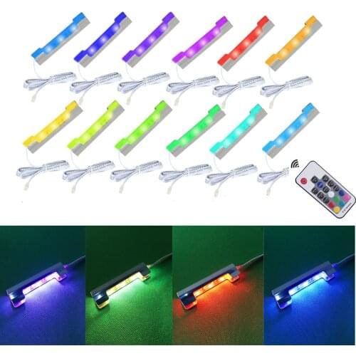 Aiboo 4/6/8/12 Lamps RGB Glass Edge Shelf Side Clip Clamp light LED Under Cabinet Lights with Remote and Adapter
