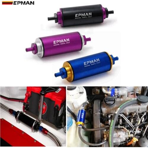 Universal 100 Micron 8.6MM Aluminum High Flow Fuel Inline Petrol Filter Car Truck EP-OF86