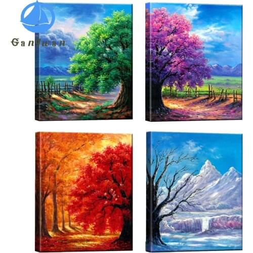 Evergreen tree Diamond Painting Full Drill Colorful Tree Mosaic DIY Cross Stitch Embroidery Four Seasons Tree Home Decoration