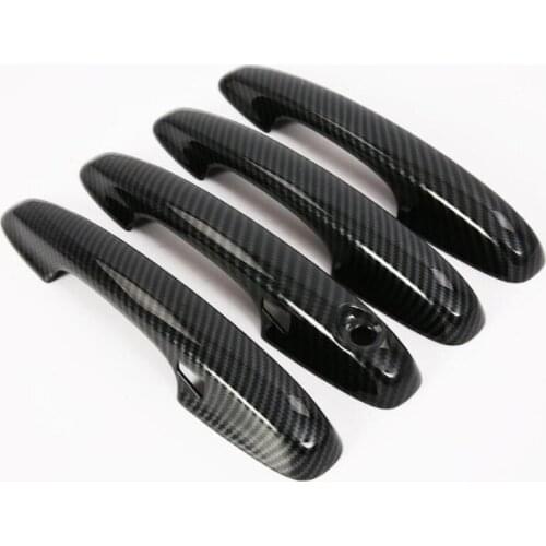 For Ford Focus Sedan/Hatchback 2019 Carbon Fiber Car Door Handle Bowl Protector Cover Trim Molding ABS Chrome Car Styling