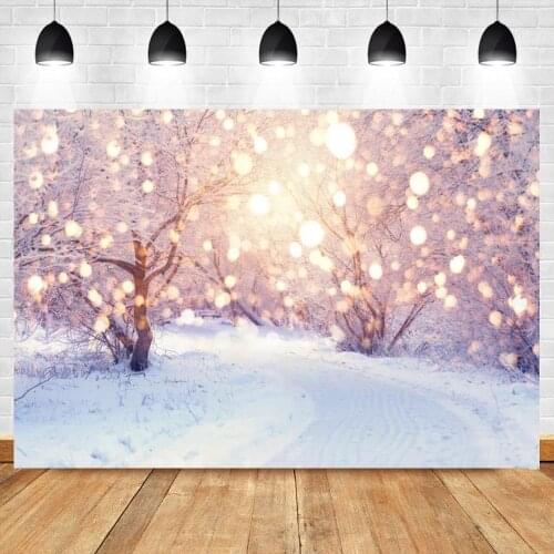 Winter wonderland photography background photophone glitter forest christmas bokeh snow backdrop photocall photo studio