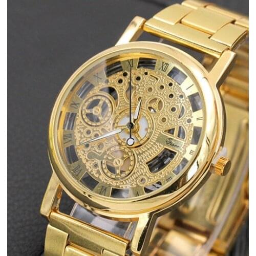 Gold/Silver Watch Hollow Full Steel Women Men Unisex Retro Relojes Hombre Quartz Wrist watch Fashion Luxury Clock Drop Shipping