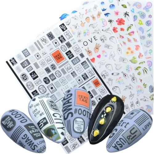 1pc 3D Letter Slider Decals Nail Art Decorations Sticker Adhesive Inscriptions Alphabet Foils Wraps Manicure Tool