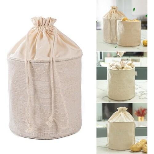 1PC Jute Storage Bag Multipurpose Reusable Potato Organizer Durable Toy Drawstring Pocket Bag for Home Kitchen