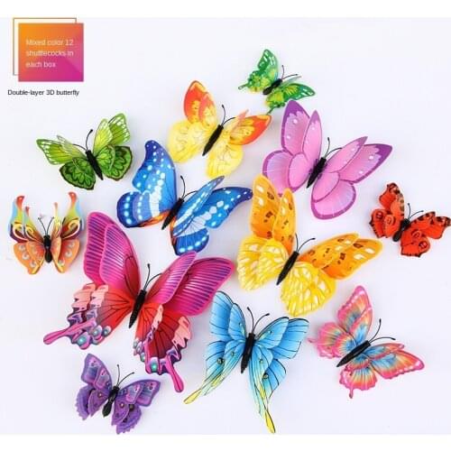 12pcs/set 3D butterfly wall sticker Home living room wall decoration stickers Home decor pvc color butterfly wall stickers