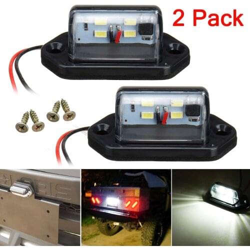 2pcs 12V 24V 4 LEDs LED Car Truck Number License Plate Light Rear Lamp Tail Light for Trailer Boat RV