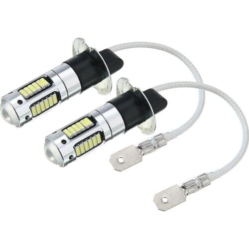 2pcs 12V H3 4014 LED Car Fog Light White 6500K Day-time Running Lamp Bulb Auto Truck 1000Lm DIY Accessories