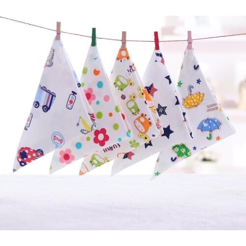 2pcs Random Double-Layer Cotton Baby Triangle Bandana Bibs Burp Cloths Absorbent Breathable Saliva Towel Bib for Boys Girls 0-3Y