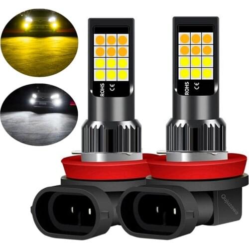2Pcs Dual Colors H11 H8 9006 HB4 881 H27 High Quality 3030 LED Auto Fog Lamp Car Anti Fog Light Bulb Foglamps Yellow White