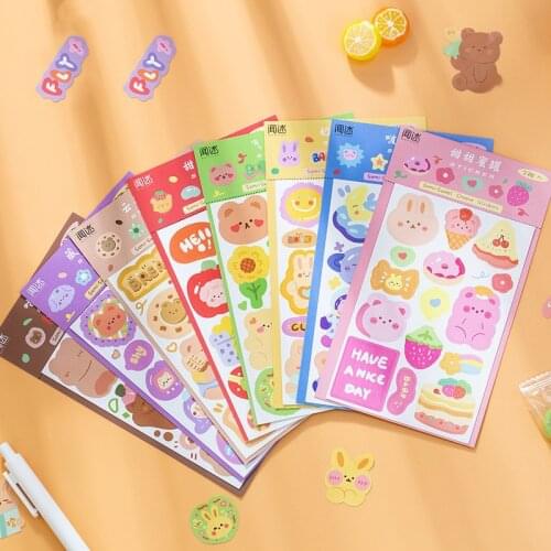 2PCS Cartoon Cute Decoration Sticker DIY Scrapbooking Diary Planner Sticker Kawaii Stationery School Supplies Korean Stickers
