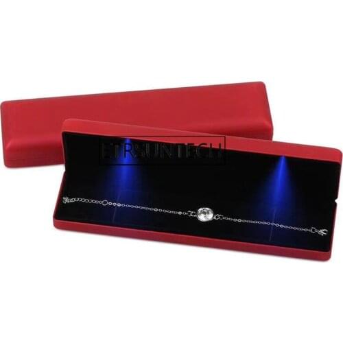 20pcs Metal LED Jewelry Box Long Chain Box Pendant Necklace Hand Chain Boxes Jewelry Packaging Storage Gift Boxes