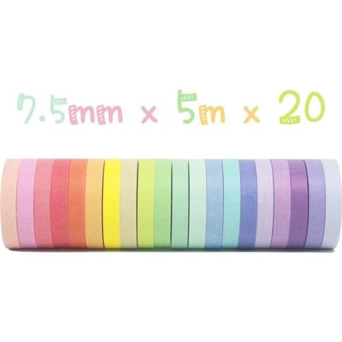 20pcs Rainbow Color Lace Washi Tape Set 7.5mm Adhesive Paper Masking Tapes Decoration Stickers for Album Frame Diary Book F165