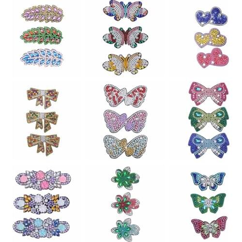 Beautiful diamond painting hairpin hairpin girl dot diamond embroidery special shape hair accessories 3pcs hair accessory clips