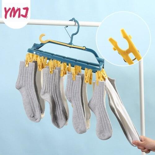 32 Clip Folding Drying Rack Underwear Socks Clip Multi-functional Clothes Rack Plastic Portable Cloth Drying Rack