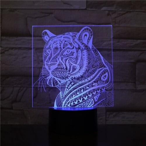 3D Visual Light LED 7 Colors Changing Night gift lamp USB Touch Table Acrylic Tiger Lampara bedroom Usb Led Light Lamp 2491