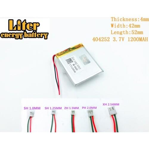 404252,3.7V 1200mAh Rechargeable Polymer Battery For 3.7V 404252 PLUG MP3 MP4 MP5 Lampe speaker toys Mobile polymer battery