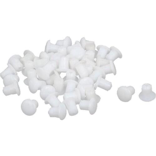 Promotion! Plastic Round Shaped Cover Screw Cap Lid White 50pcs for 5mm Dia Hole