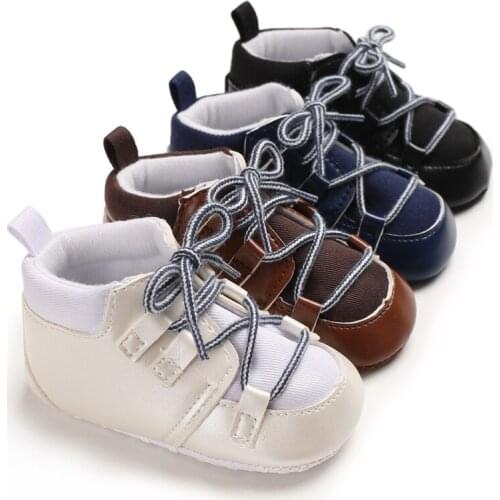 Baby Shoes Boy Girl New ColorsCheap Hot Selling PU Leather Fashion Lace 0-2 Years Boy and Girl Outdoor Walking Shoes Baby