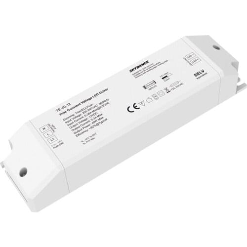 New Led Triac Dimming Driver 200-240V Input 40W 12V 24V Output Constant Voltage Triac ELV Dimmable LED Power Driver Push Dim