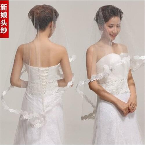 White Ivory Tulle Wedding Veils Lace Edge Bridal Veil Wedding Accessories Velos de Novia voile de mariee