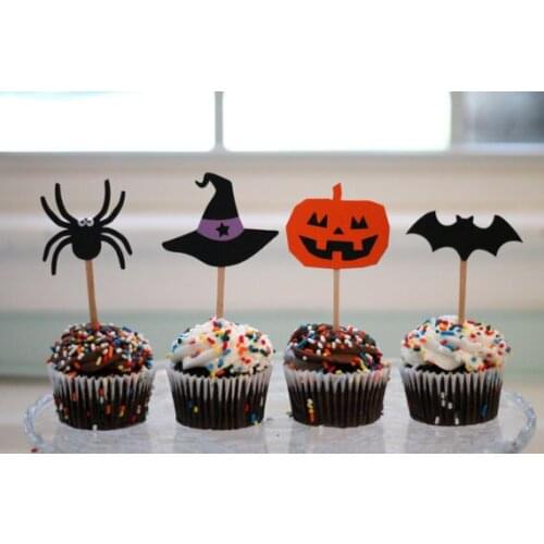 Jack O' Lantern, Spiders, and Witch Hats Cupcake Toppers Party birthday Wedding Bridal baby Shower Night food picks