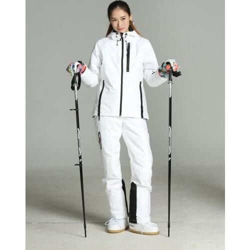 2019 Ski Suit Women White Ski Jacket Women Snowboard Suits Female Winter Sport Suit Skiing Mountain Snowboarding Snow Clothes