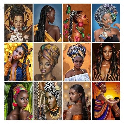 Full Square/round Portrait Diamond Painting African Woman Full Drill Diamond Mosaic Art Wall Decor Picture of Rhinestones Gift